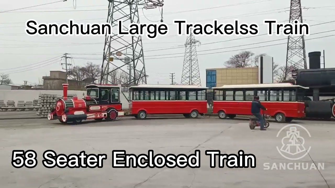 Inspection before shipment. Sanchuan 58 seater large trackless train #touristtrain
