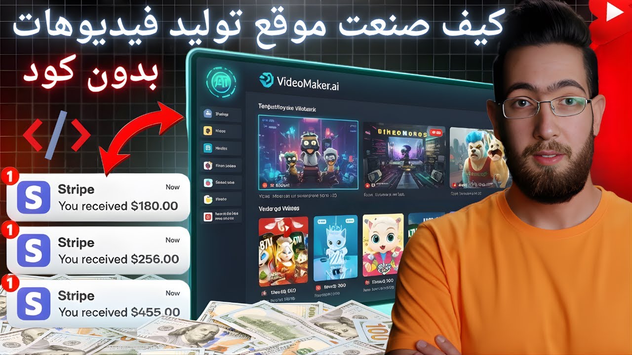 كيف صنعت موقع بالذكاء الاصطناعي يصنع فيديوهات مدتها 60 دقيقة 💰 في 7 أيام فقط!