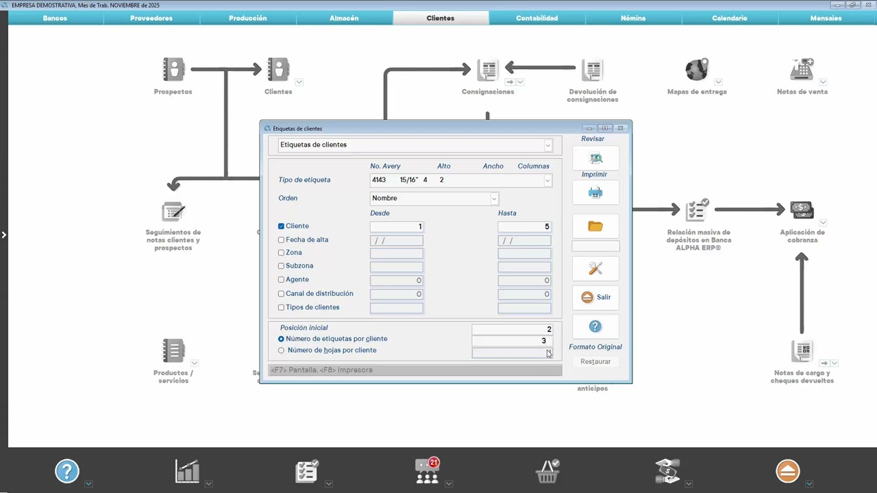 Etiquetas de Clientes y Proveedores en ALPHA ERP® (v21)