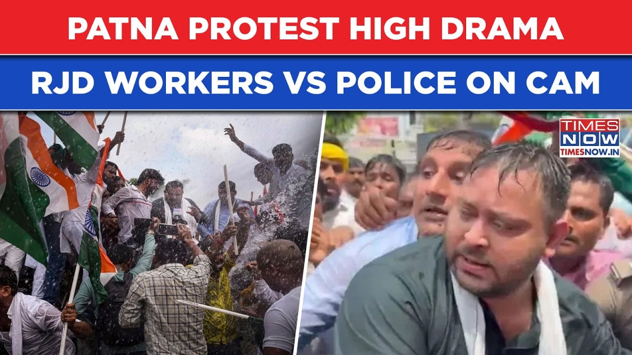 Patna Protest Chaos: Furious RJD Workers Scale Barricades, Climb Bus After Tejashwi&rsquo;s Detention