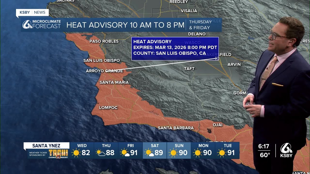 A Heat Advisory begins at 10 am on Thursday and continues until 8 pm Friday; it may be extended