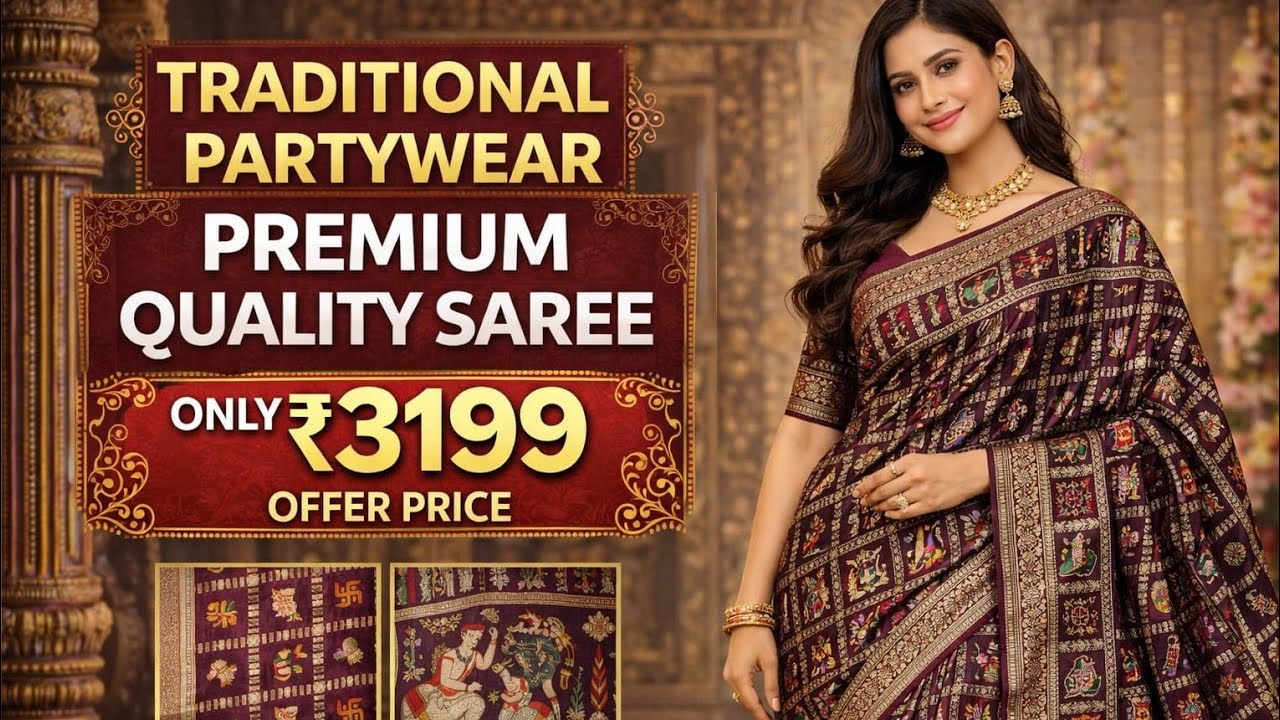 Traditional Temple Design Saree | Elephant & Kalash Pallu | Wedding & Festive Wear