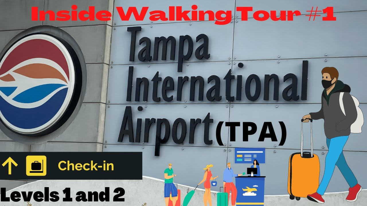 TAMPA INT'L AIRPORT (TPA) Inside Walking Tour Part #1, Airlines Counters, Baggage Claim and Services