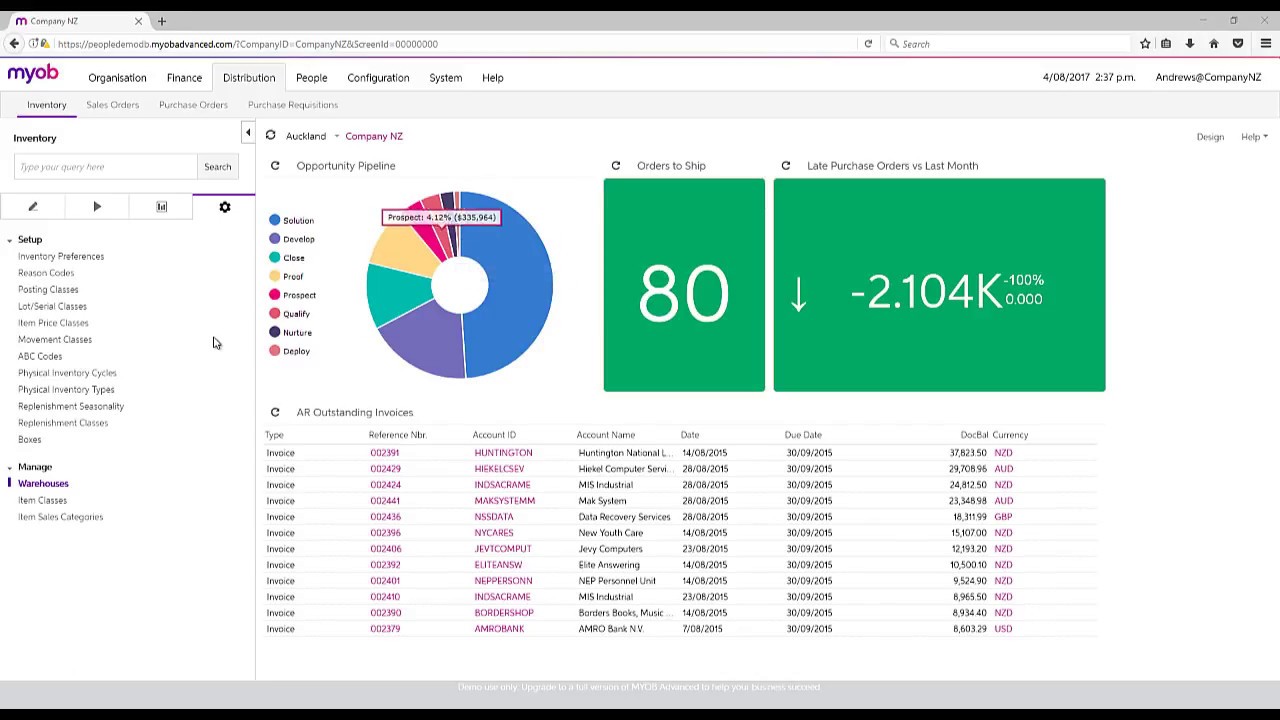 MYOB Advanced Inventory Management