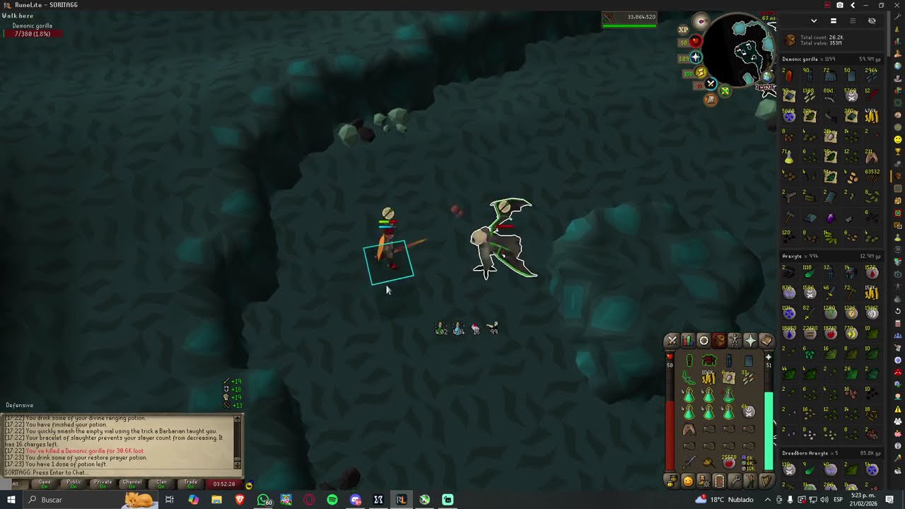 Kill 1,184 a 1,205 Demonic gorilas
