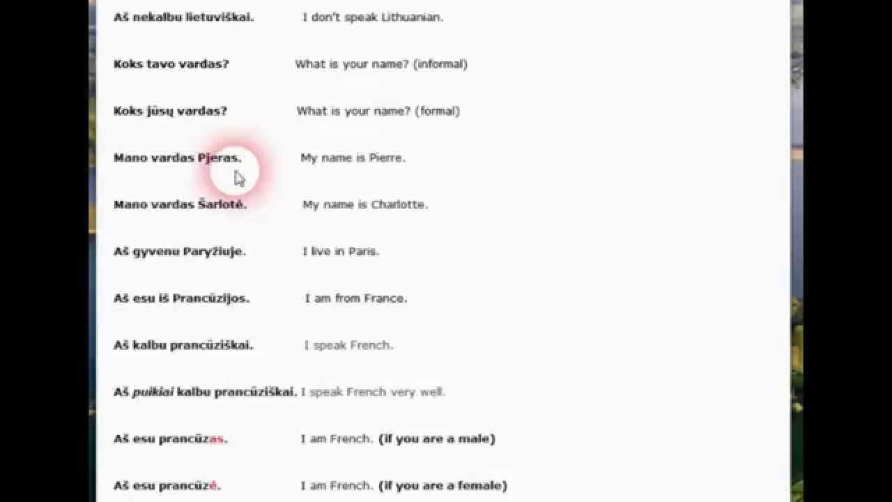 Lithuanian Lesson 5 - Basic Sentences