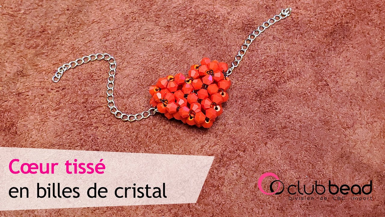 Cœur tissé en billes de cristal