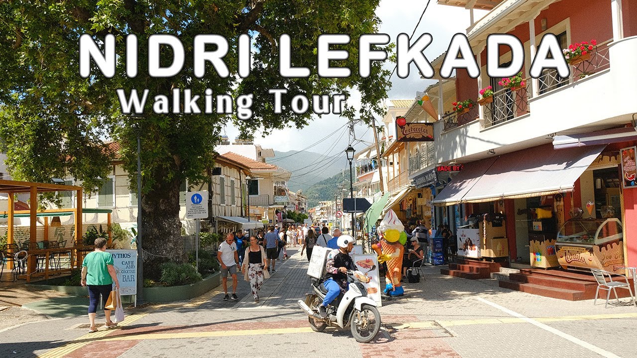 Nidri, Greece Walking Tour 🇬🇷 (4k Ultra HD 60fps) | Nydri Town
