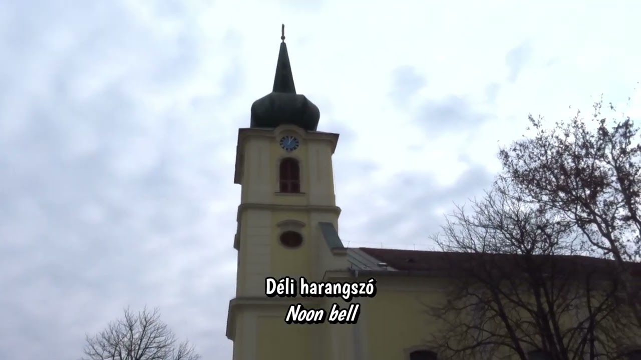 Dabas-Sári (H), Római katolikus templom harangozás a szentmisére és délben 2025.02.23. Vas. (FHD)