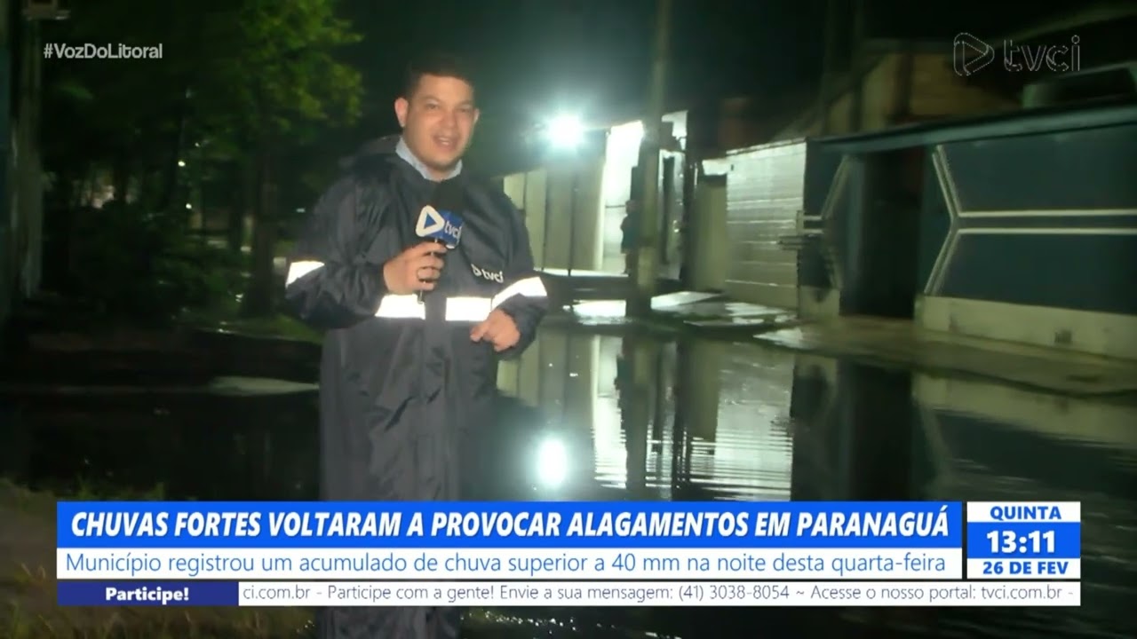 CHUVAS FORTES VOLTARAM A PROVOCAR ALAGAMENTOS EM PARANAGUÁ