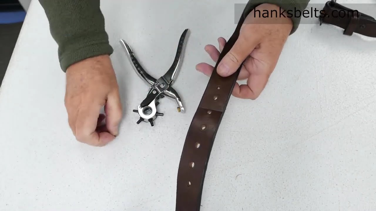 Proper way to use a hole punch on heavy-duty Hanks Belts full grain extra thick belts.