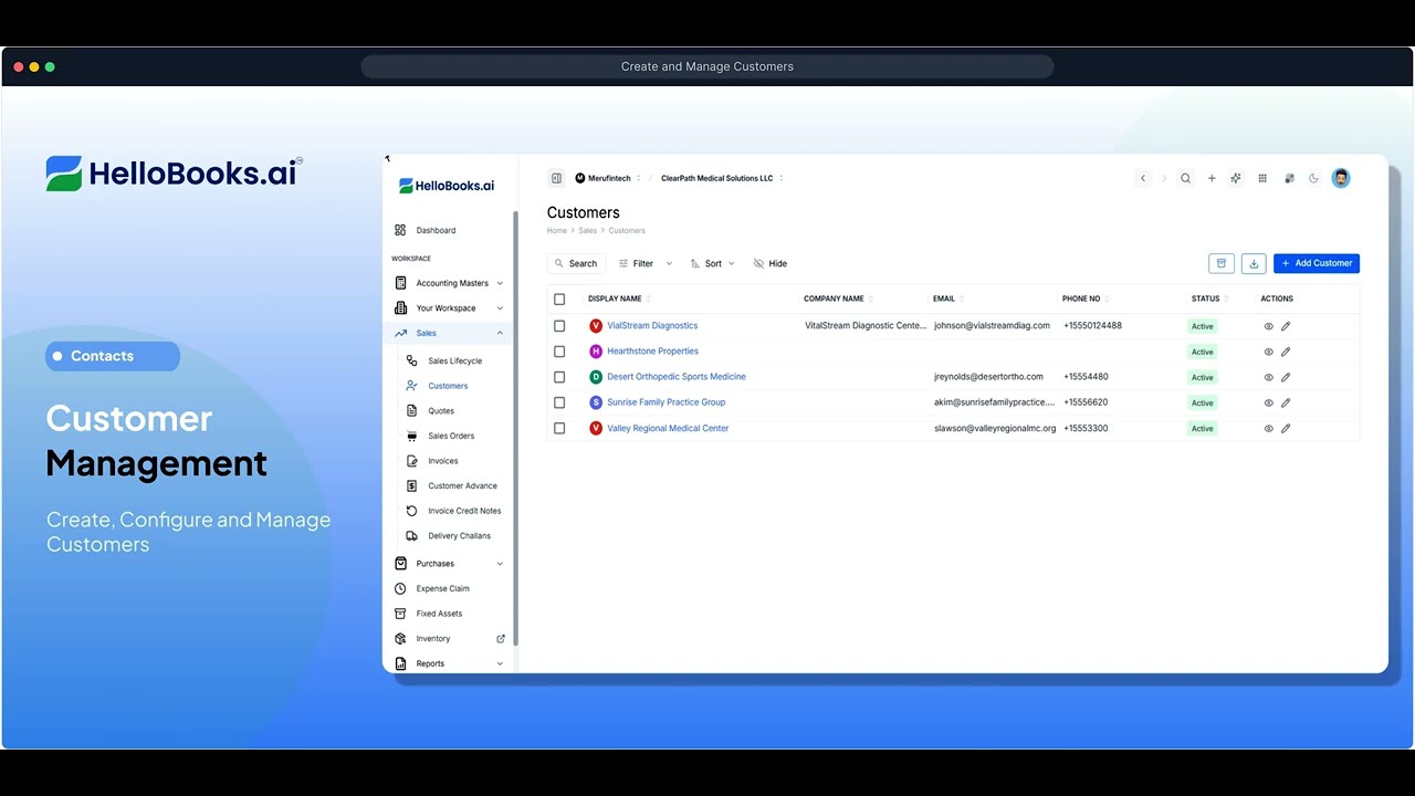Customer Management in HelloBooks | Add, Edit & Track Customers Easily