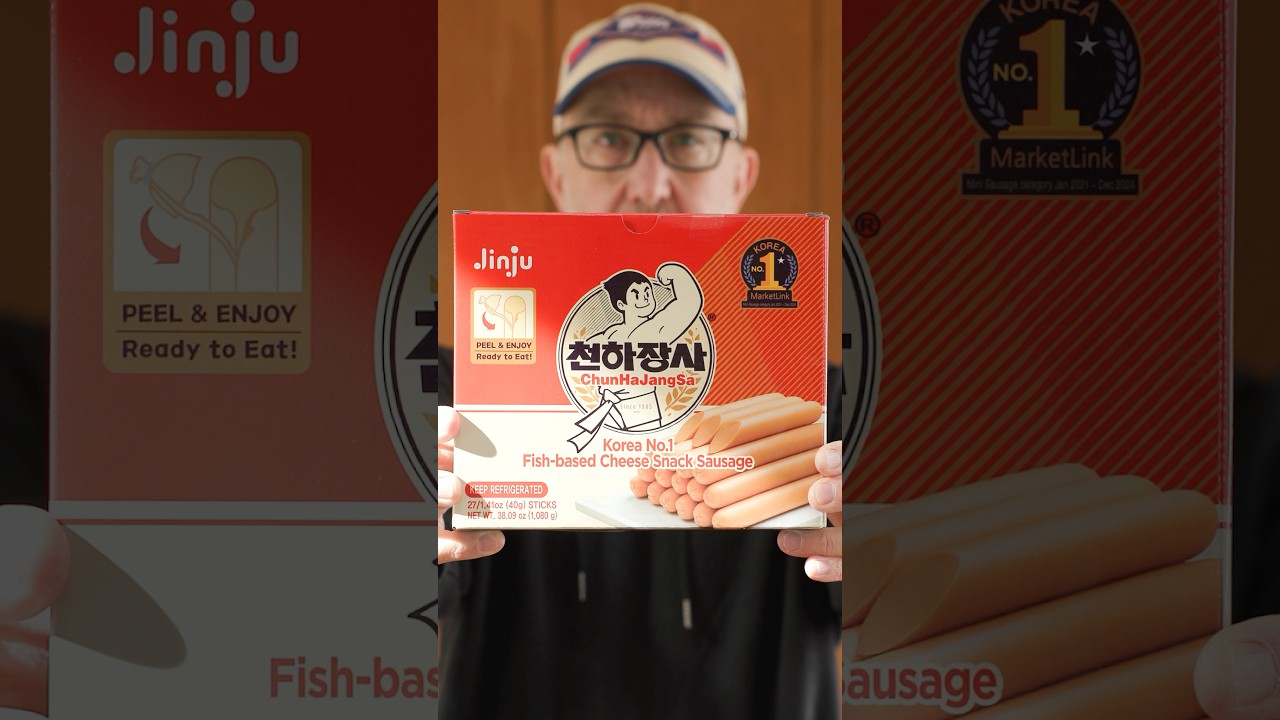 Trying Jinju Korean Fish & Cheese Snack Sausage from Costco #costco #costcofinds #shorts #koreanfood