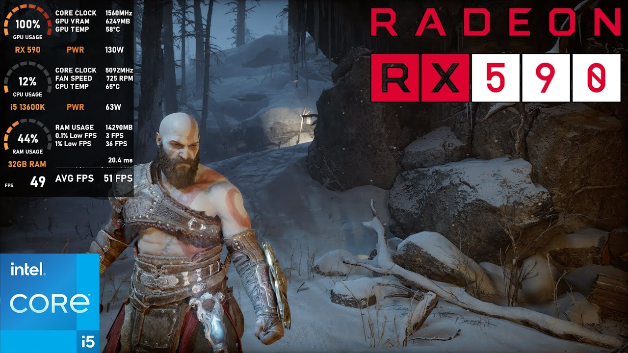 RX 590 : God of War Ragnarok - 1080p Low, Medium, High, Ultra, Ultra FG + FSR