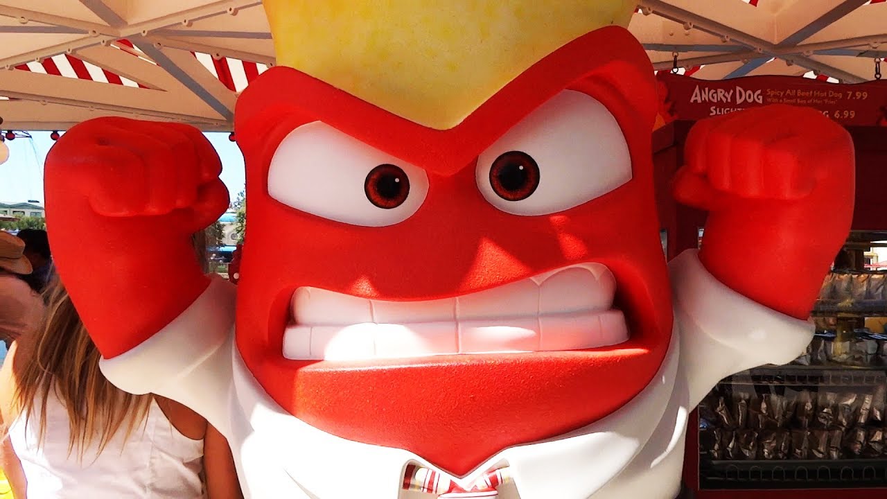 Pixar Pier food stands (Angry Dogs, Señor Buzz Churros, Poultry Palace) at Disneyland Resort