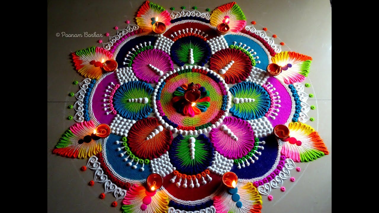 Big, colorful and stunning rangoli for Diwali | Easy and unique rangoli for festivals
