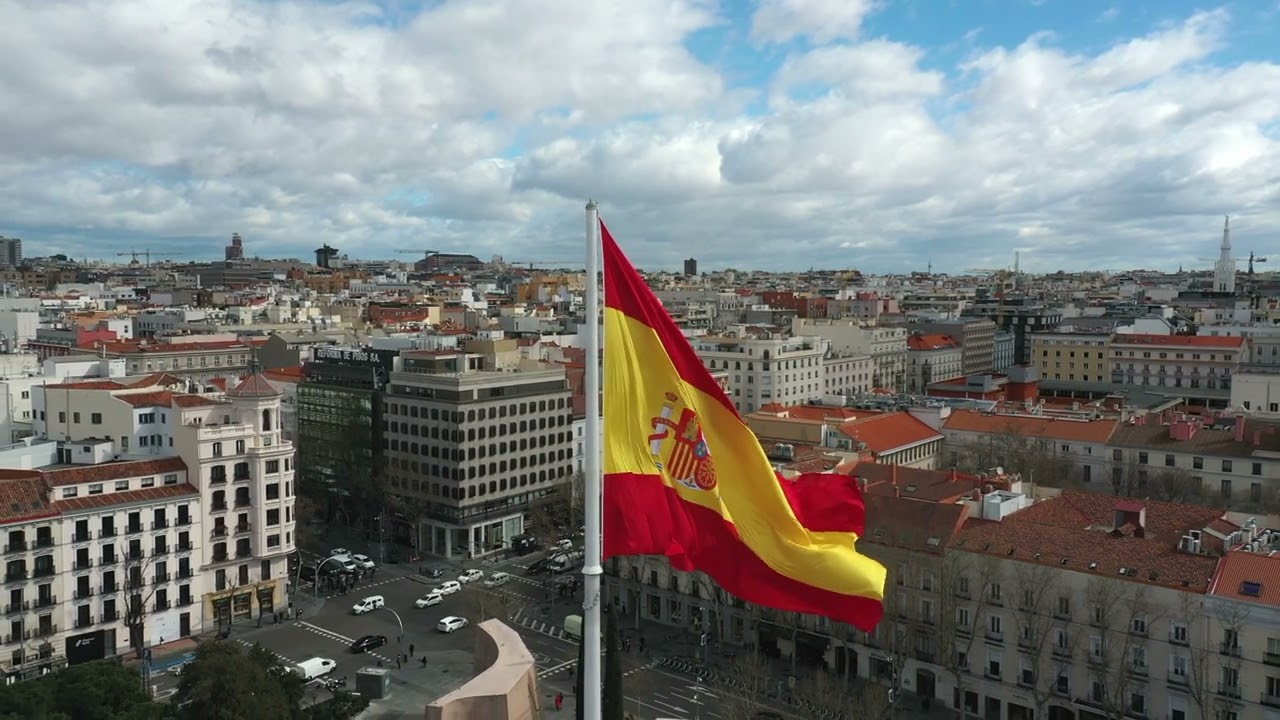 Spanish Flag Waving in the Wind