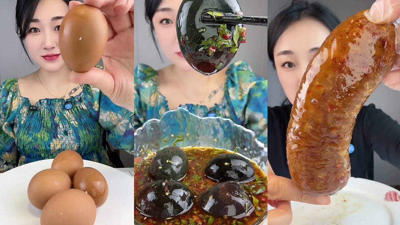 【Yummy】Live Beads+Century egg with Sauce+Sausage with Minced Garlic and Vermicelli🥚🧄🌶🍋🥖