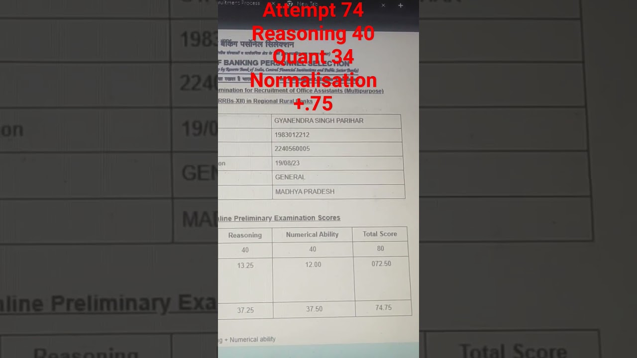 RRB Clerk Prelims 2023 Scorecard ! Normalisation #rrbclerk #ibps #scorecard #banking #ibpspo