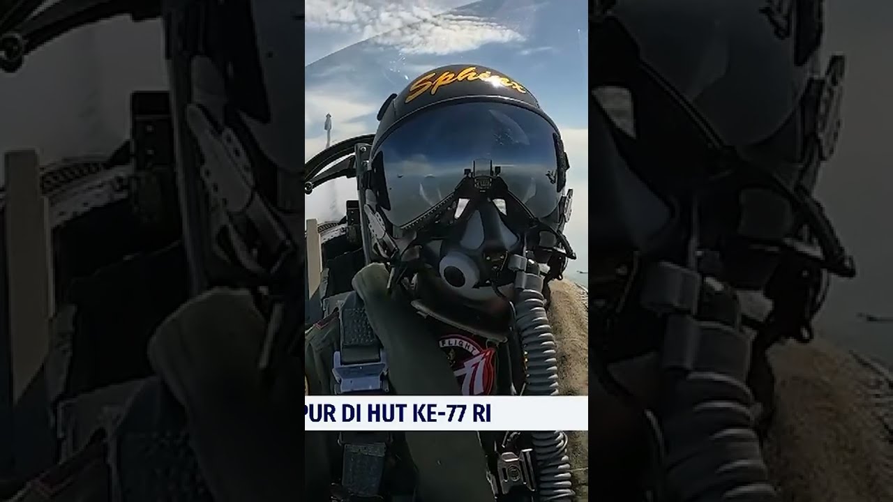 KEREN! Atraksi 14 Pesawat Tempur F-16 Fighting Falcon Bermanuver di HUT ke-77 RI #shorts