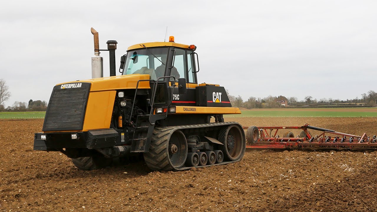 Современная классика (1995) Caterpillar Challenger 75C и огромный 12-метровый культиватор Väderst...