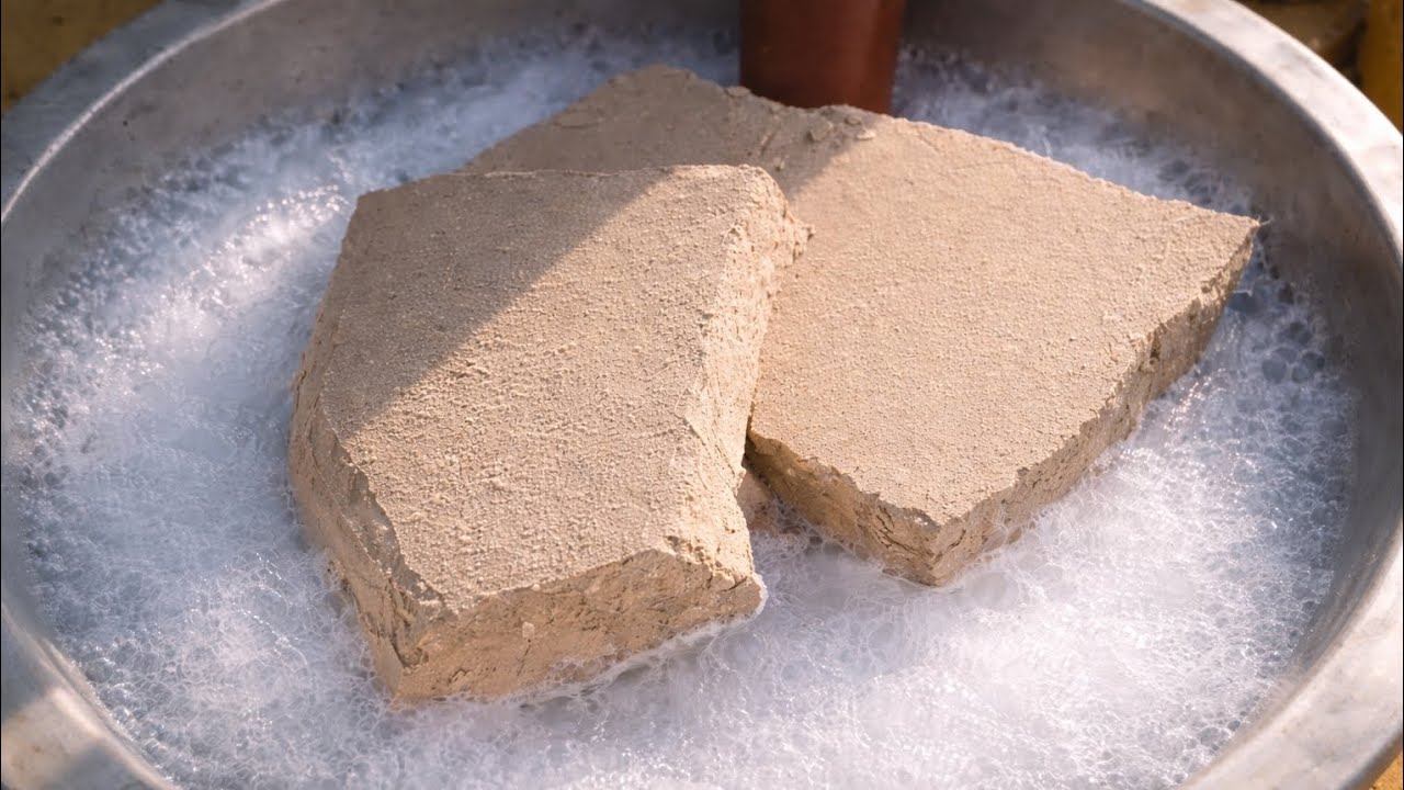 New🔥soft pure mud dirt water crumbling dipping dry in claypot oddly satisfying video