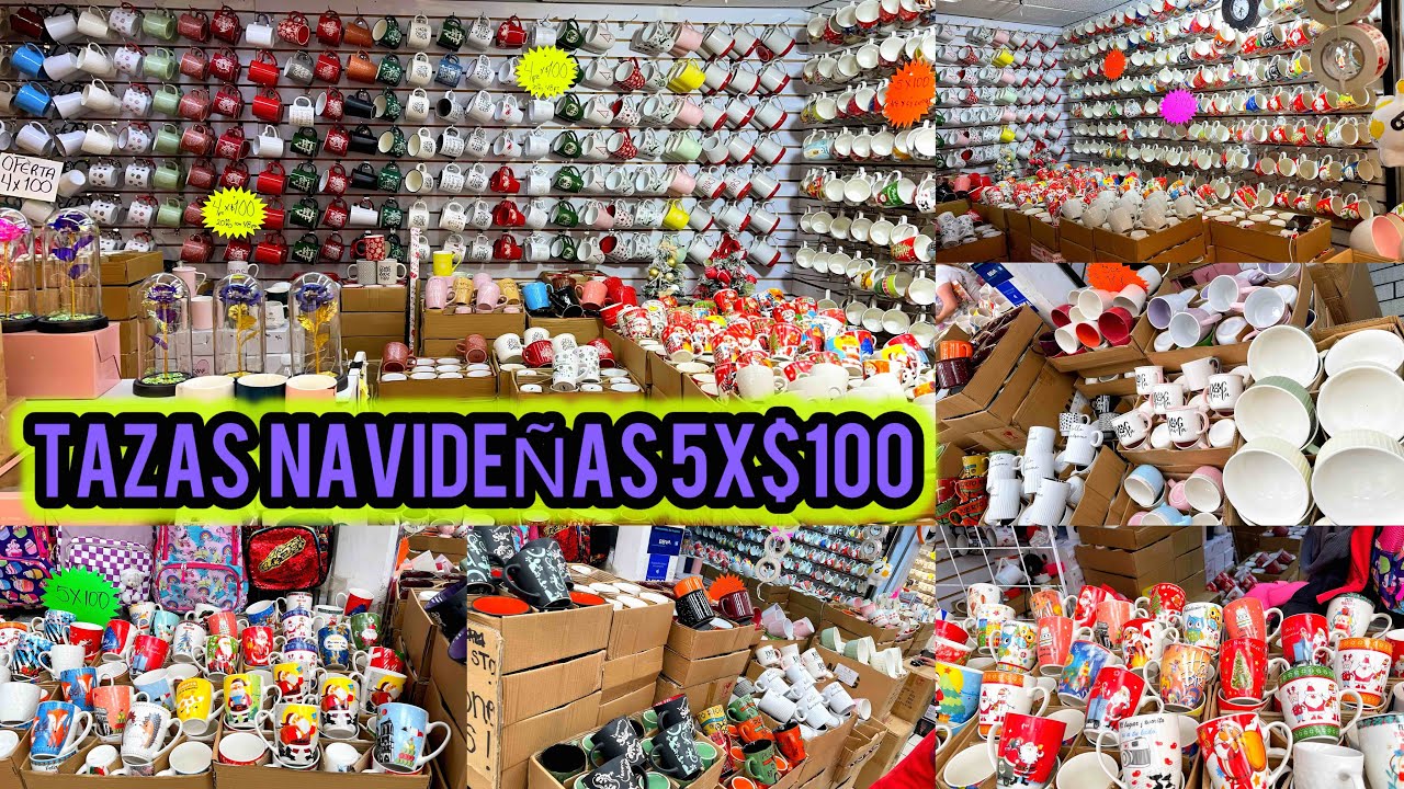 Tazas NAVIDEÑAS en 5x$100 en pasaje Tepito | Centro CDMX