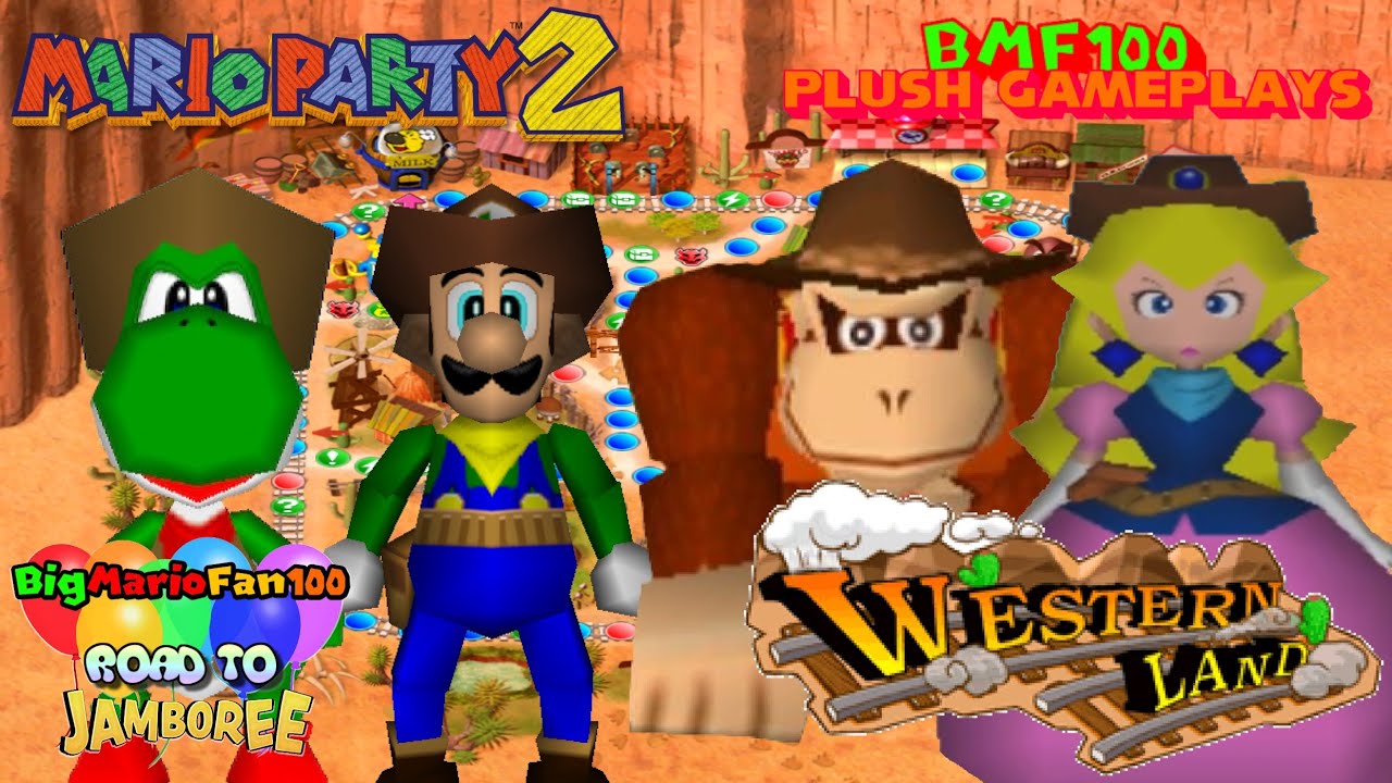 BMF100 Plush Gameplays: Mario Party 2 Western Land Party Gameplay! (Road to Jamboree)