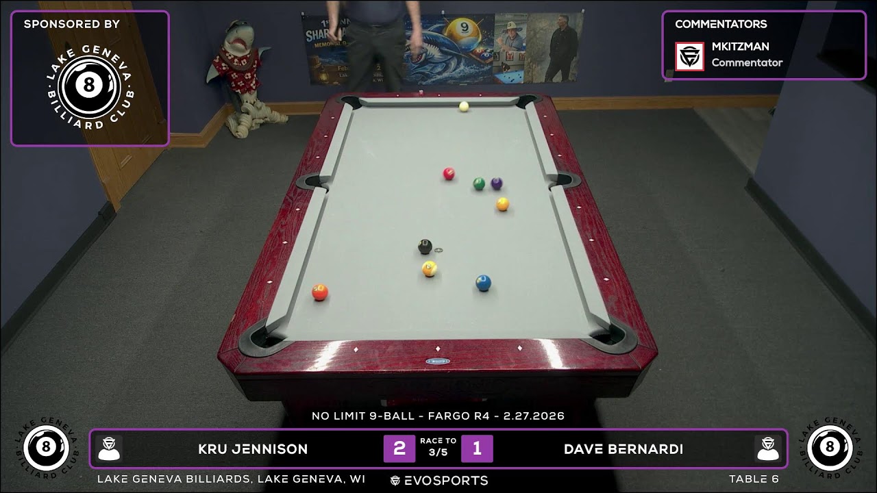 KRU JENNISON vs DAVE BERNARDI - LAKE GENEVA BILLIARDS - TABLE 6 | EvoSports
