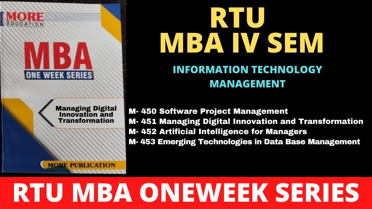RTU MBA MANAGING DIGITAL MANAGING DIGITAL INNOVATION AND TRANSFORMATION|RTU MBA ONE WEEK SERIES