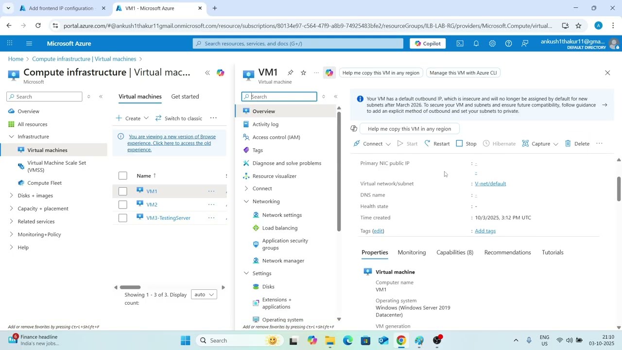 Internal Load Balancer Lab in Azure  | AZ-104 - Day 13