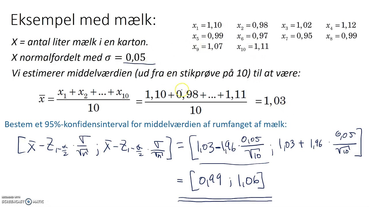 konfidensinterval for middelværdien i normalfordelingen