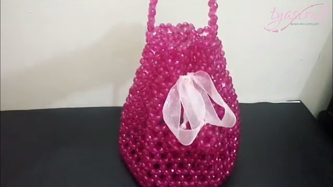 DIY beads bag | pearl Beaded Bag | tas manik manik | cara membuat bucket beaded bag part 1