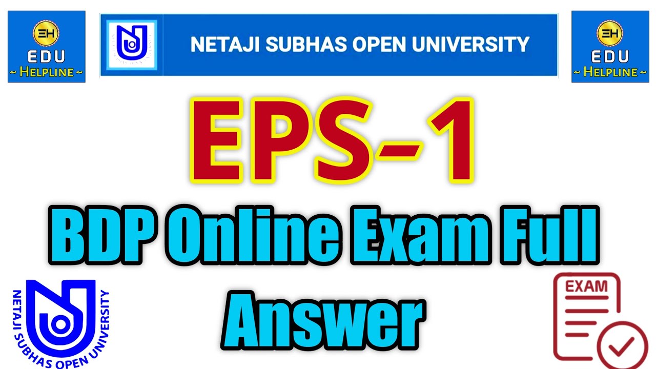 EPS 1 BDP Final Exam Full Answer 🔥