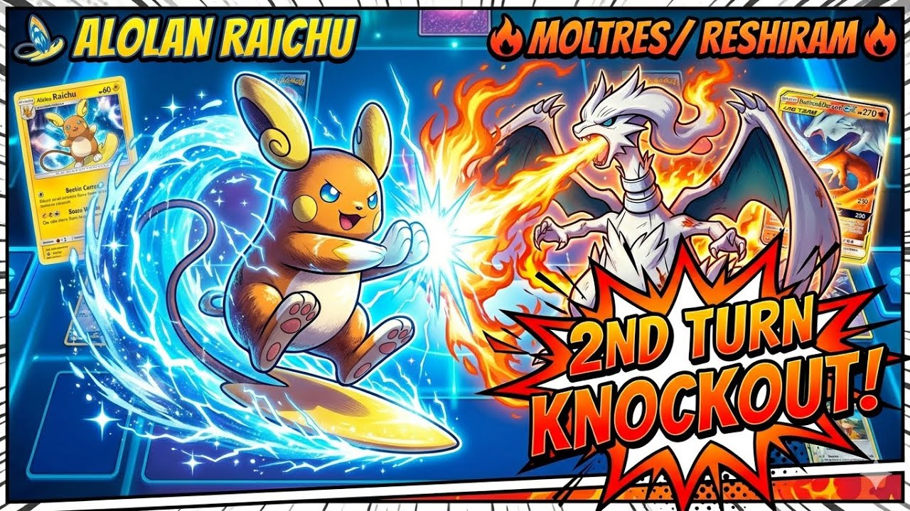 Pokémon TCG Live – Expanded | Alolan Raichu Deck vs Moltres / Reshiram Deck Gameplay