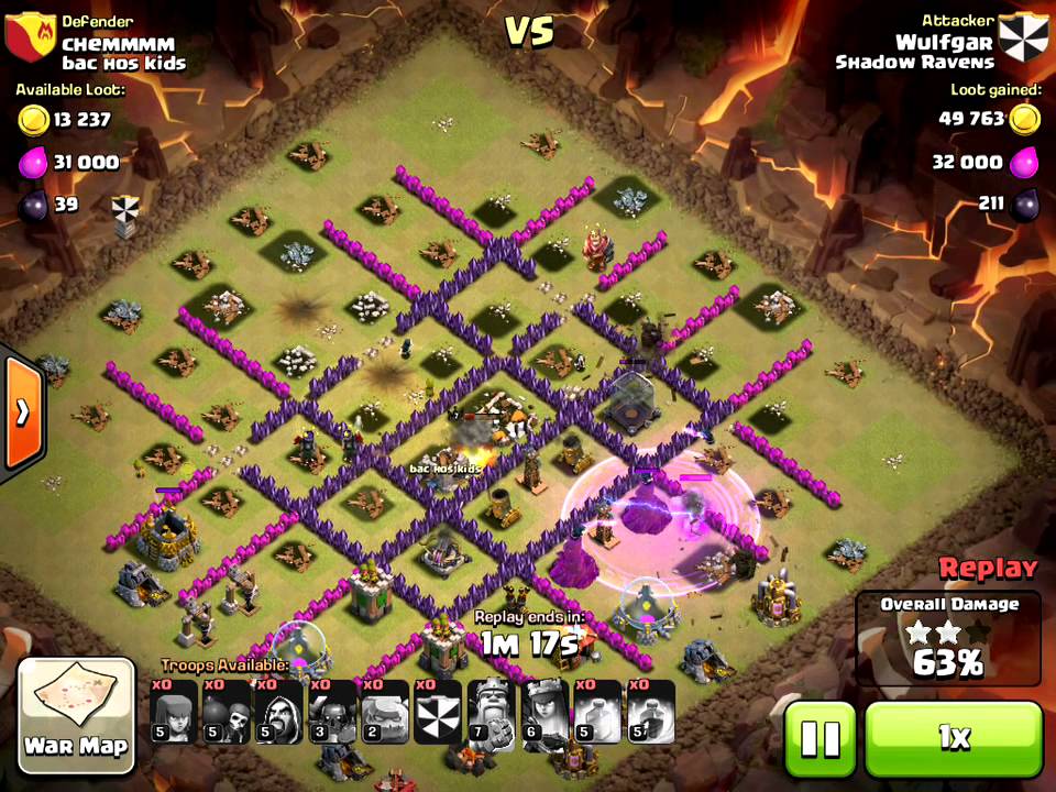 TH9 Defender vs gowipe wulf vs bac hos kids lvl7BK 6AQ