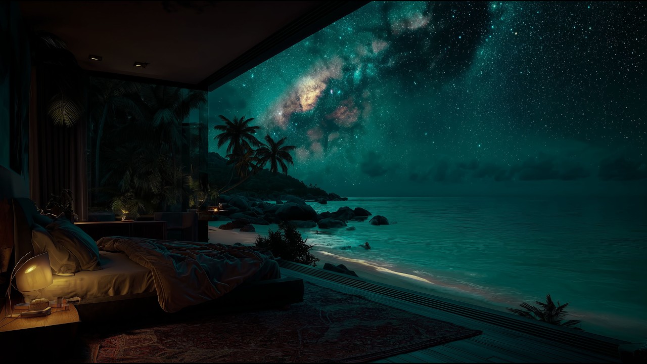 No Ads • Ocean Waves Beneath the Milky Way 🌌 Healing Piano for Deep Sleep & Anxiety | 1 Hour