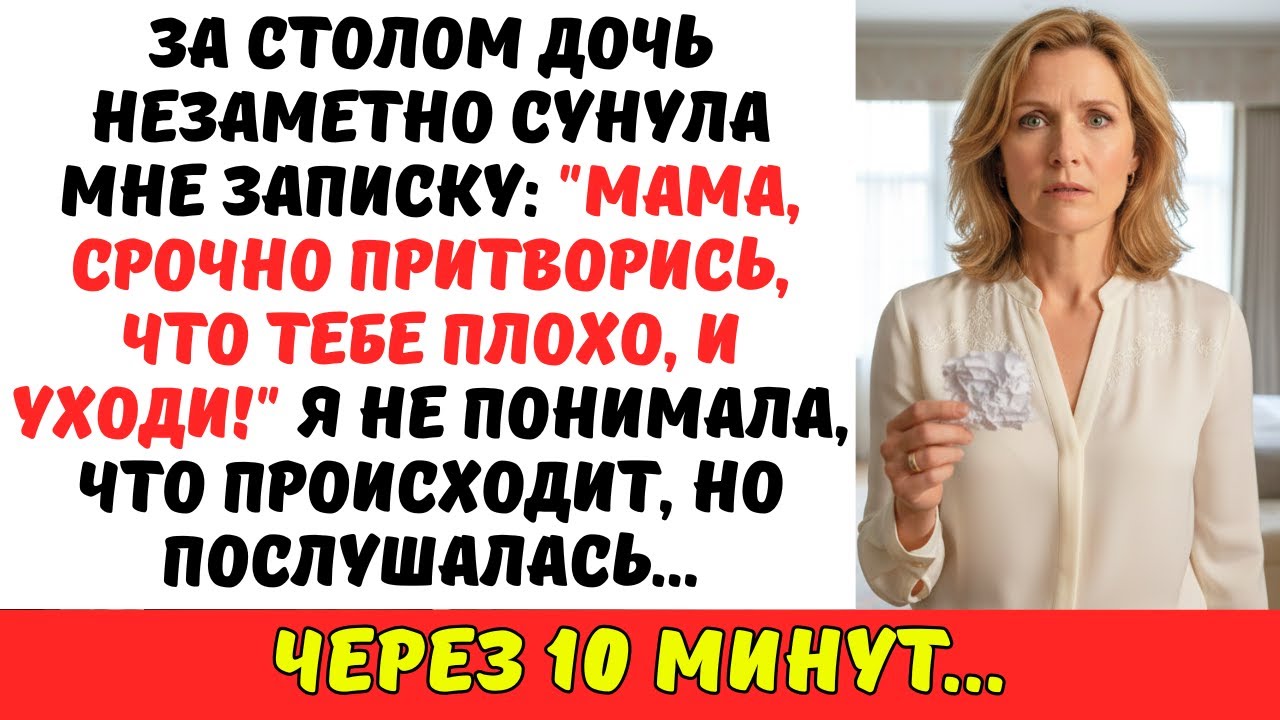 «ПРИТВОРИСЬ больной и УХОДИ отсюда», — написала мне ДОЧЬ во время завтрака. Через десять минут...