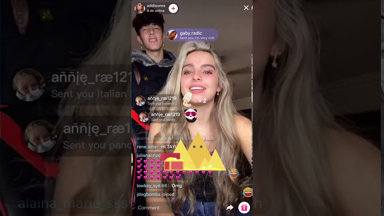 Addison Rae TikTok Live w/ Bryce Hall - 12/13/2019
