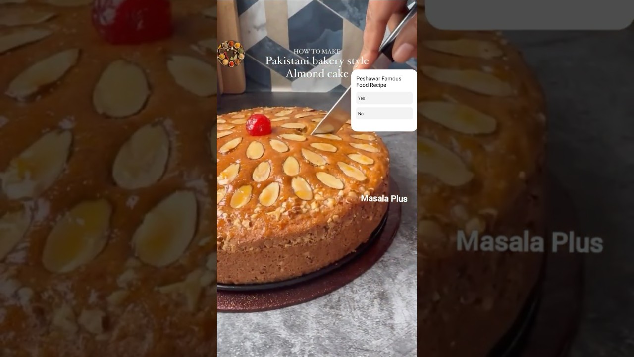 PAKISTANI🇵🇰 BAKERY STYLE ALMOND🎂😋 CAKE recipe By Masala Plus