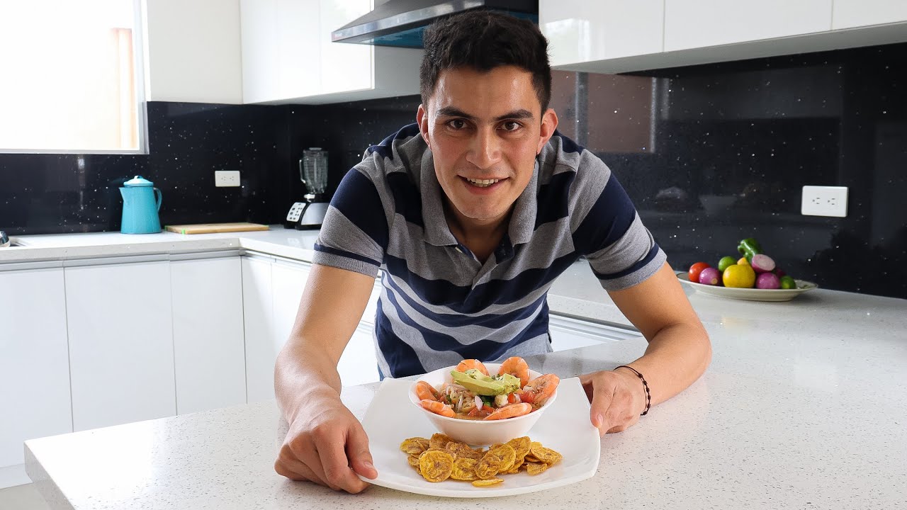 Como hacer ceviche de camarón ecuatoriano con naranja.