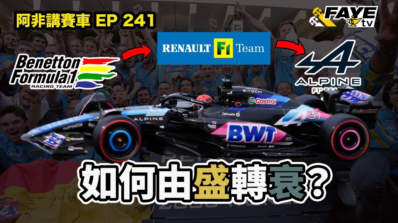 Alpine Renault 車隊如何由盛轉衰？ Briatore 曾是車隊功臣，也是F1最惡名昭彰的醜聞主角。 他能幫助Alpine車隊嗎？阿非講賽車 EP 241（廣東話／中文字幕）