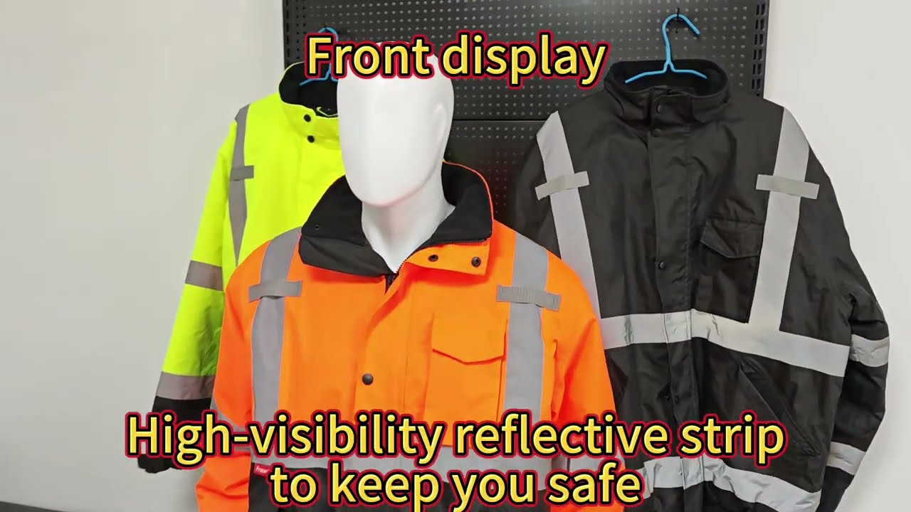 ProtectX High Visibility Waterproof Safety Jacket, Hi Visi Reflective Winter Bomber Jacket