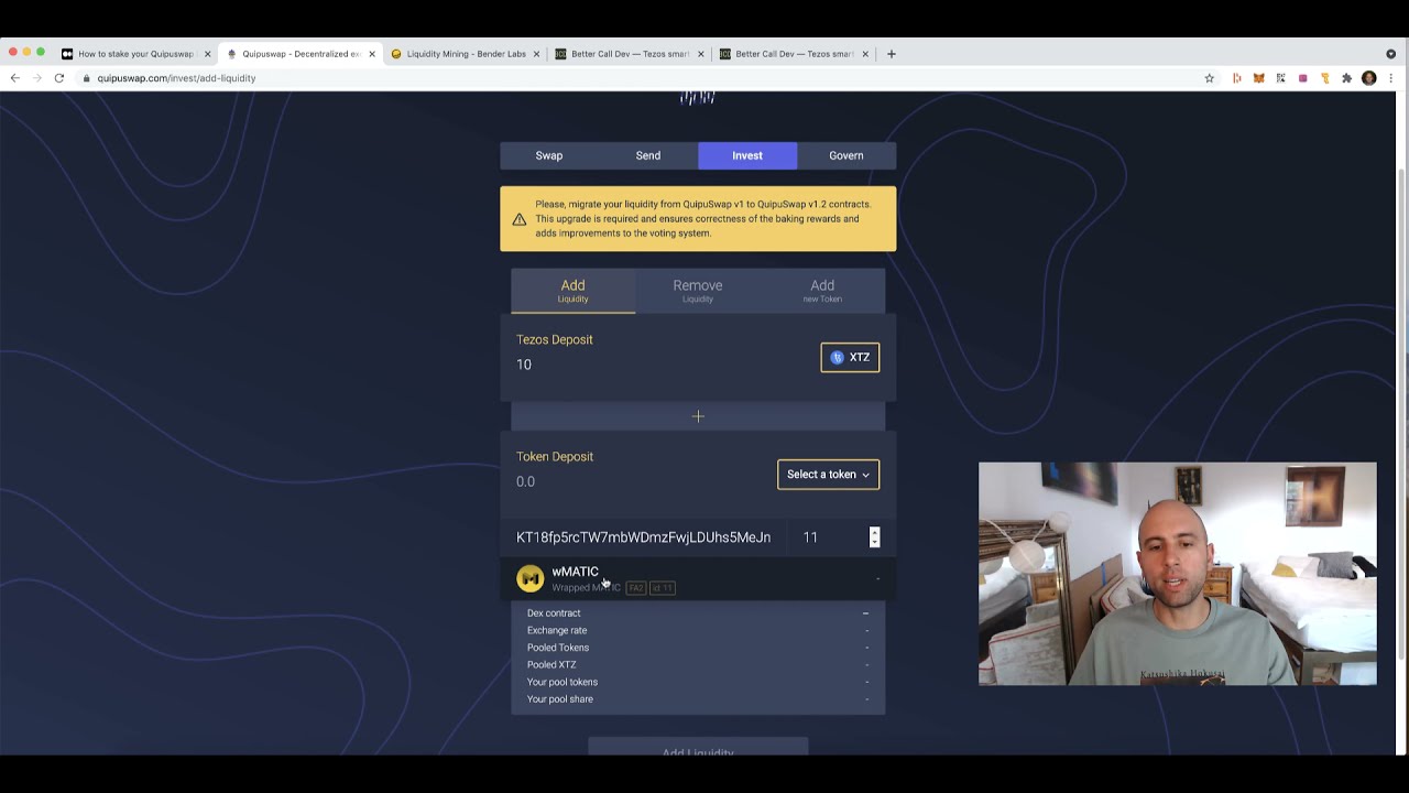 Liquidity farming on Tezos with WRAP and QuipuSwap