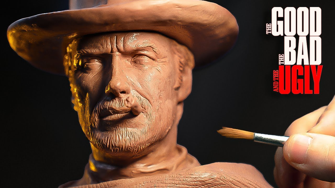 Realistic Clint Eastwood Bust | Clay Sculpting Process