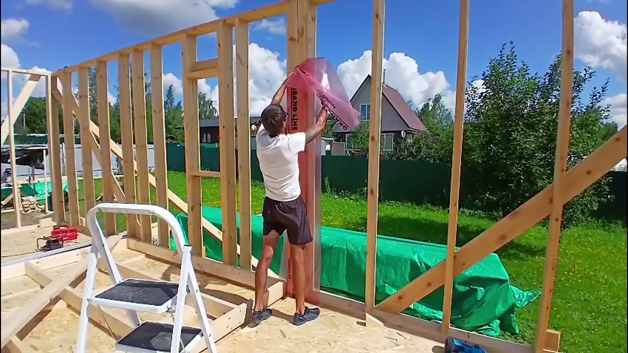 Каркасный Дом🏡 9,5 х 12 Сборка стен (часть 2) #каркасник #стройка #woodworking