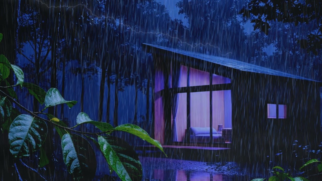 Gentle Rain Sounds by the Riverside Cabin (No Ads) | Peaceful Night Rain for Deep Sleep & Insomnia