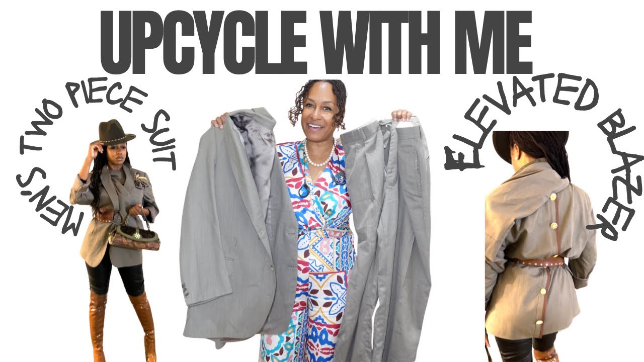 Upcycle with me a men's suit into a Fall fashion Blazer.  Thrift Flip