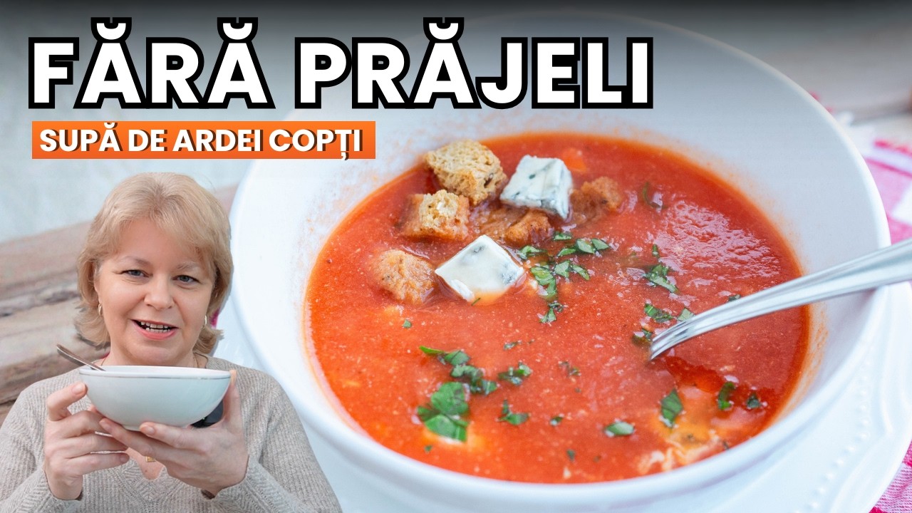 Cea mai simplă supă cremă de ardei copți – de post și fără prăjeli