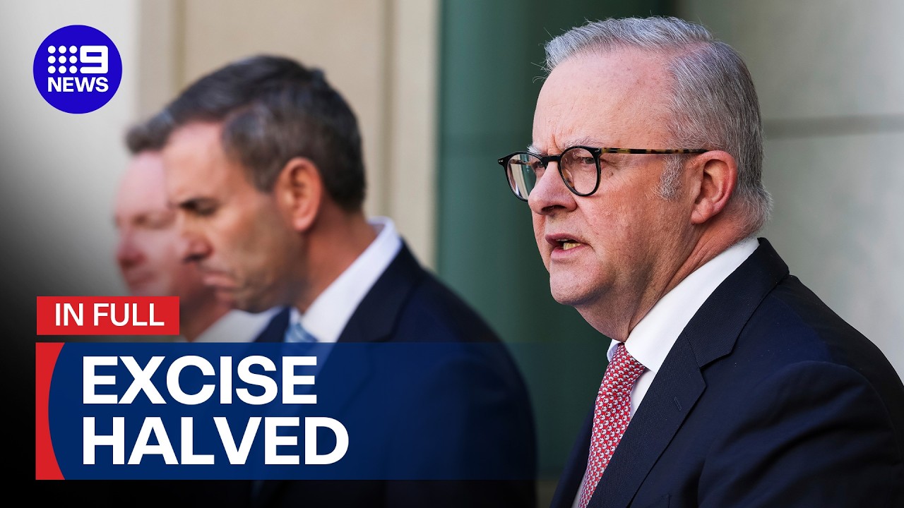 Anthony Albanese speaks on halving the fuel excise | 9 News Australia